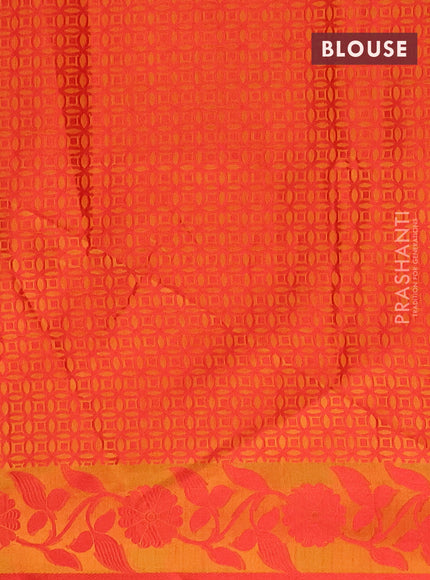 Semi dupion saree mango yellow and red with thread woven buttas and thread woven border