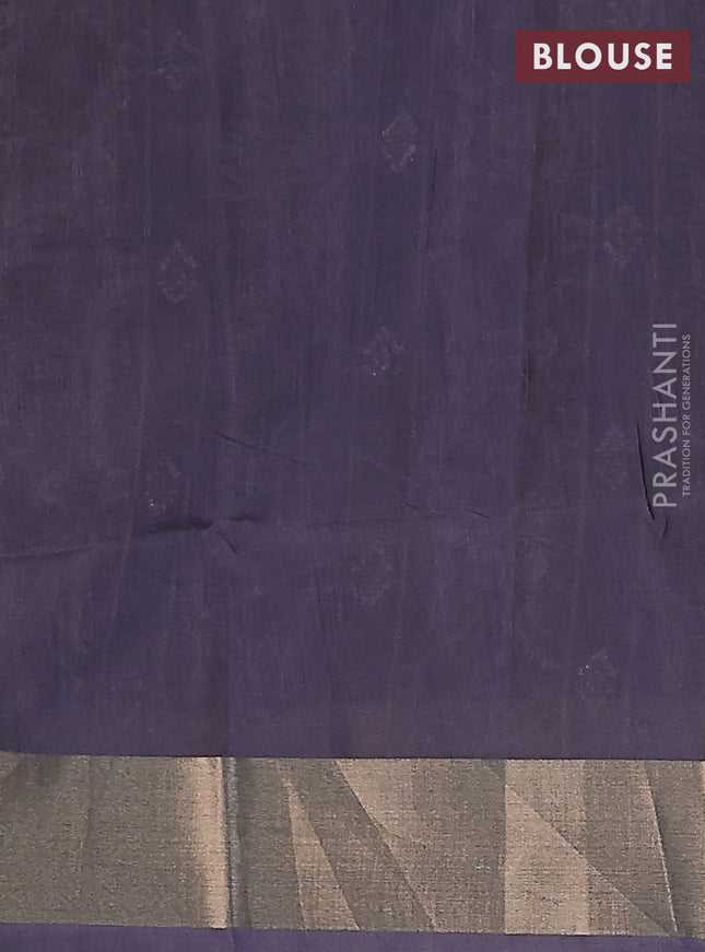 Semi dupion saree grey with allover thread weaves and zari woven border