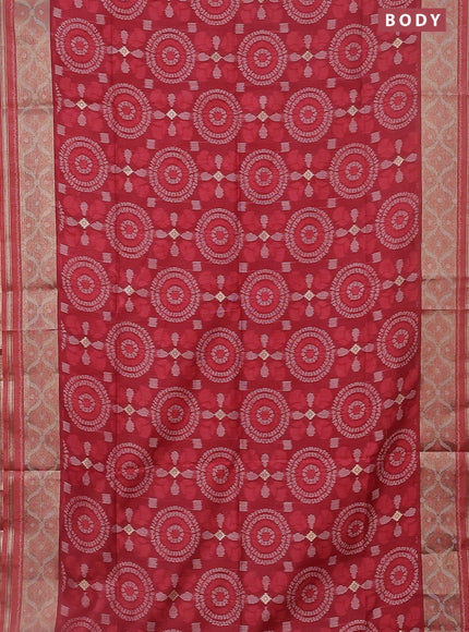 Semi dupion saree maroon and pastel maroon with allover thread weaves and zari woven border