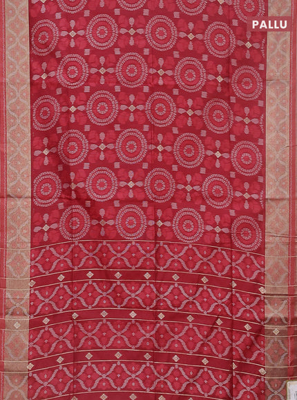 Semi dupion saree maroon and pastel maroon with allover thread weaves and zari woven border
