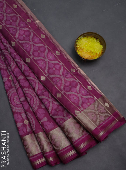 Semi dupion saree purple with allover thread weaves and zari woven border
