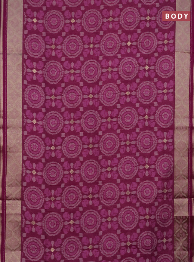 Semi dupion saree purple with allover thread weaves and zari woven border