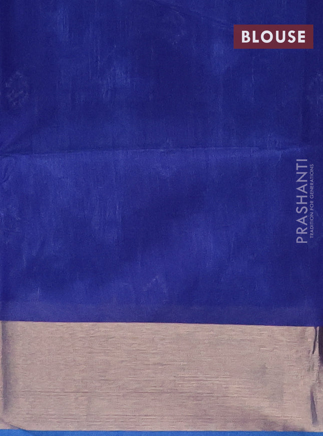 Semi dupion saree blue and cs blue with allover thread weaves and zari woven border