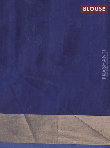 Semi dupion saree navy blue and blue shade with allover thread weaves and zari woven border