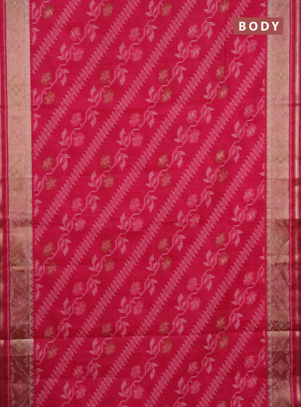Semi dupion saree pink and dark pink with allover thread woven ikat weaves and zari woven border