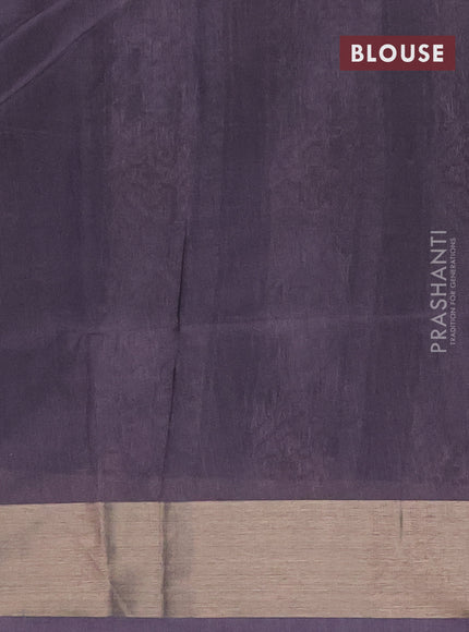 Semi dupion saree grey with allover thread woven ikat weaves and zari woven border