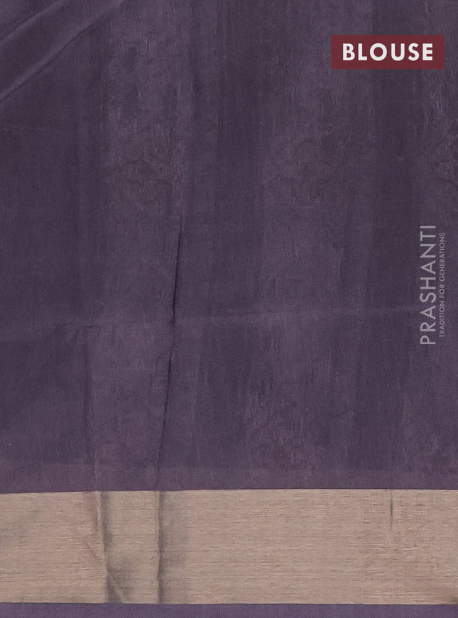 Semi dupion saree grey with allover thread woven ikat weaves and zari woven border