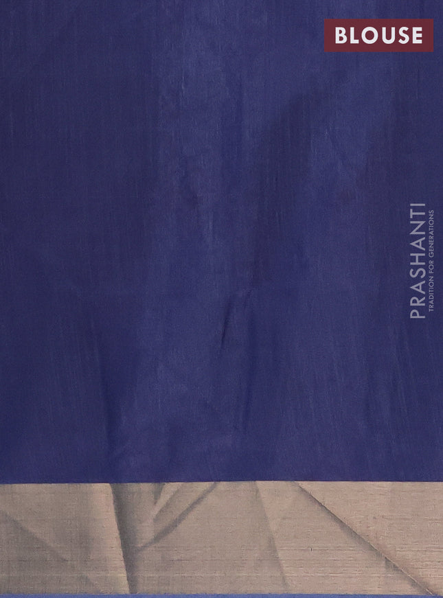 Semi dupion saree navy blue and blue shade with allover thread woven ikat weaves and zari woven border