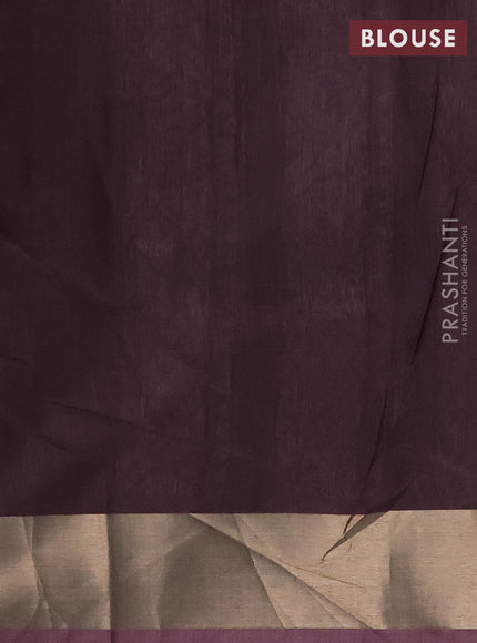 Semi dupion saree coffee brown and wine shade with allover thread woven ikat weaves and zari woven border