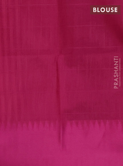 Semi dupion saree light pink and purple with allover checked pattern and temple design thread woven border