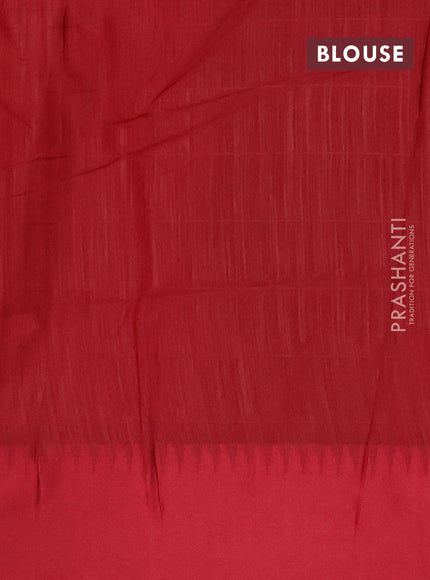 Semi dupion saree peach orange and maroon with allover checked pattern and temple design thread woven border