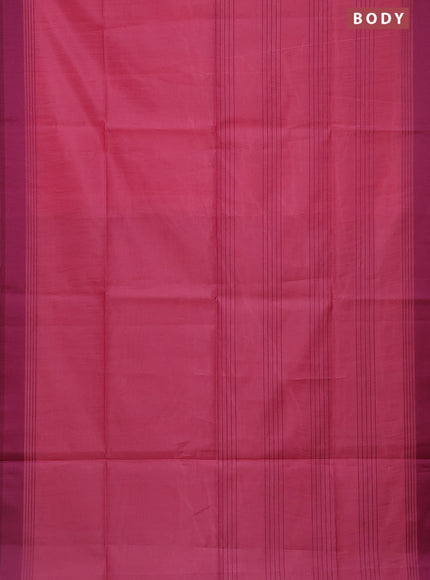 Semi dupion saree light pink and purple with allover thread stripe weaves and thread woven border