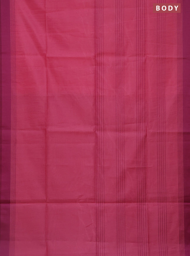 Semi dupion saree light pink and purple with allover thread stripe weaves and thread woven border