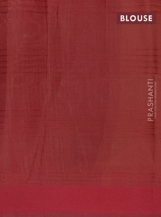 Semi dupion saree beige and maroon with allover thread stripe weaves and thread woven border