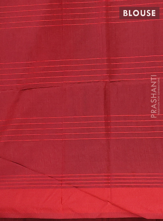 Semi dupion saree black and maroon with allover thread stripe weaves and thread woven border
