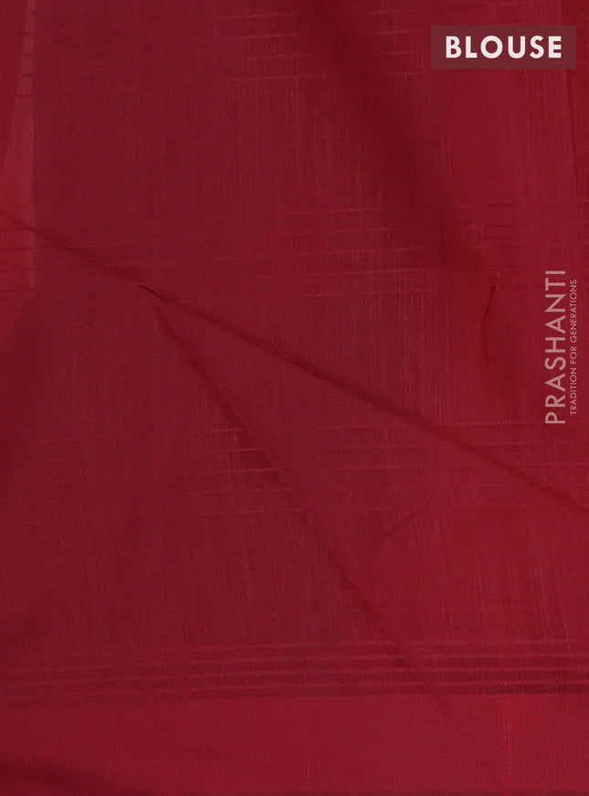 Semi dupion saree dark peach orange and maroon with allover thread stripe weaves and thread woven border