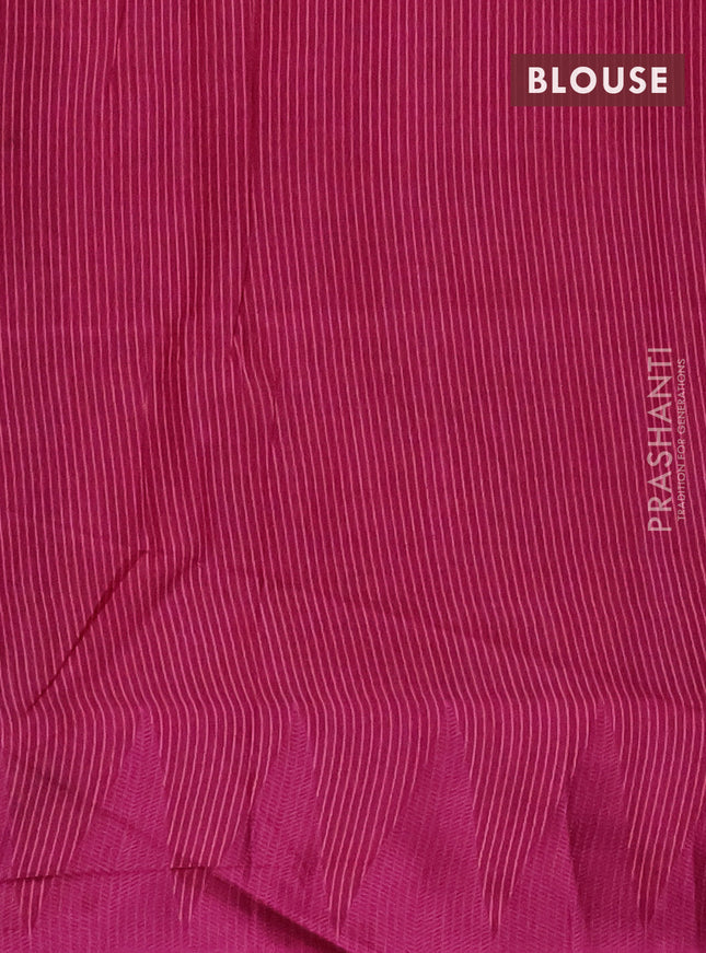 Semi dupion saree light pink and purple with allover stripe pattern and temple design thread woven border