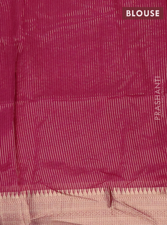 Semi dupion saree light pink and purple with allover thread woven buttas and zari woven border