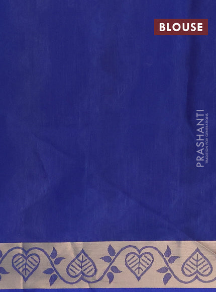 Semi dupion saree teal green and blue with allover thread woven ikat weaves and zari woven border