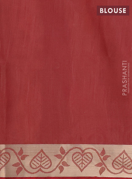 Semi dupion saree cream and maroon with allover thread woven ikat weaves and zari woven border
