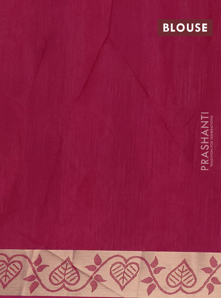 Semi dupion saree light pink and purple with allover thread woven ikat weaves and zari woven border