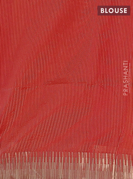 Semi dupion saree mango yellow and red with allover thread woven buttas and temple design zari woven border