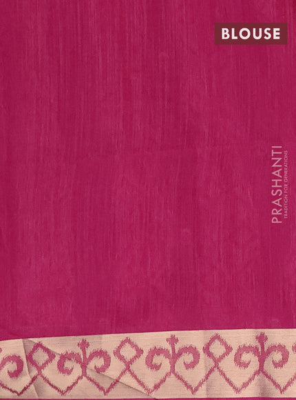 Semi dupion saree light pink and purple with allover thread woven ikat weaves and zari woven border