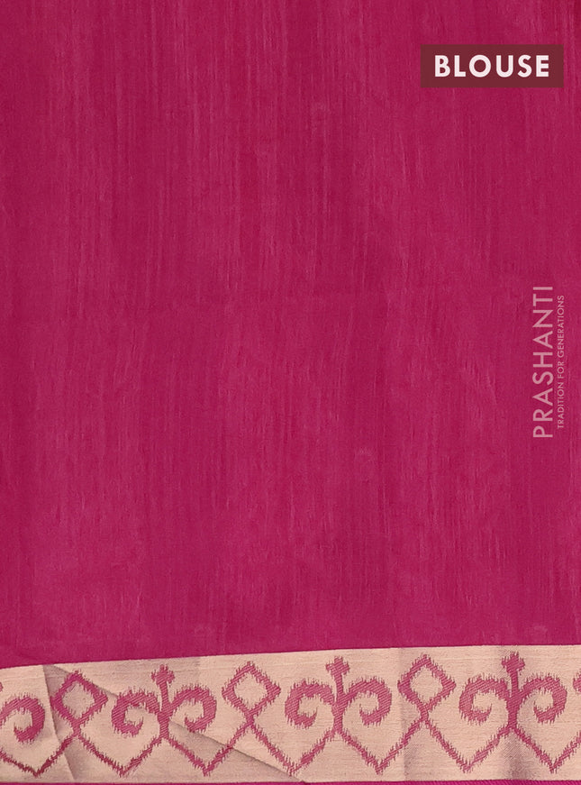 Semi dupion saree light pink and purple with allover thread woven ikat weaves and zari woven border