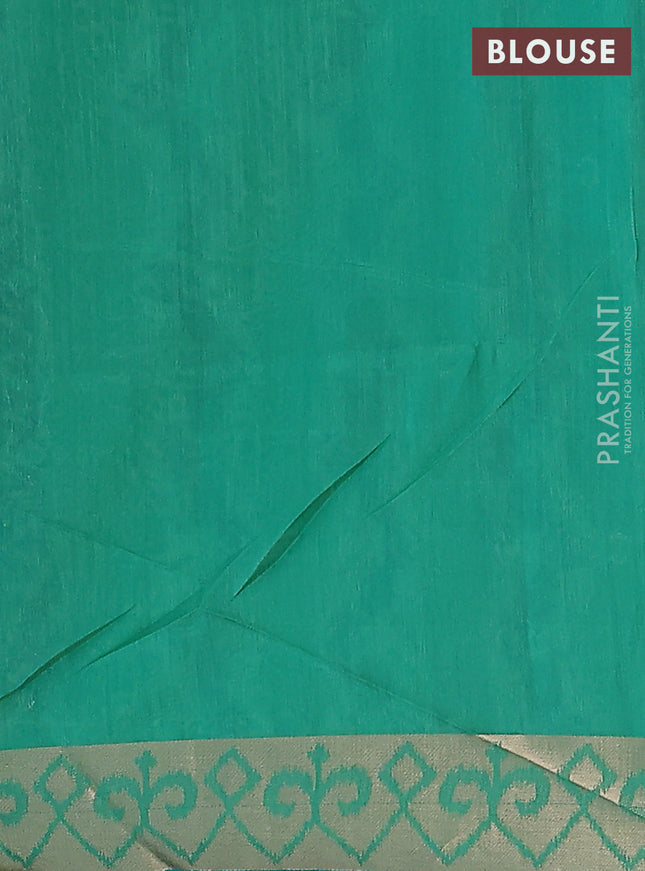 Semi dupion saree light green and green with allover thread woven ikat weaves and zari woven border