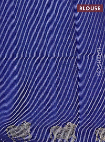 Semi dupion saree teal green and blue with allover thread woven buttas and pichwai zari woven butta border