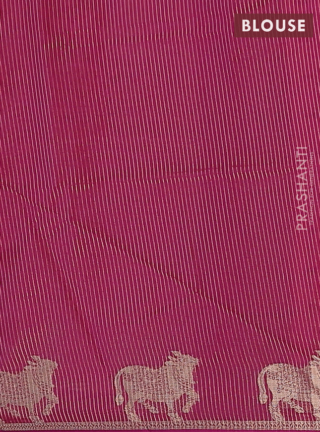 Semi dupion saree light pink and purple with allover thread woven buttas and pichwai zari woven butta border