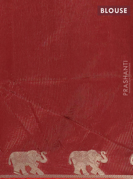 Semi dupion saree black and maroon with thread woven buttas and elephant zari woven butta border