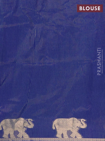 Semi dupion saree teal green and blue with thread woven buttas and elephant zari woven butta border