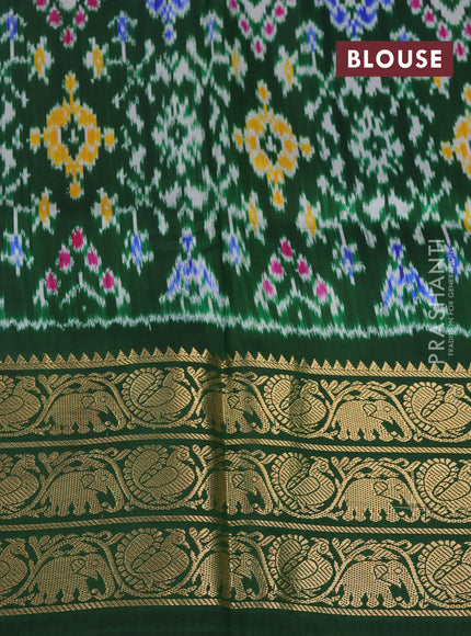 Pochampally silk saree pastel violet and green with allover floral digital prints and temple design zari woven border