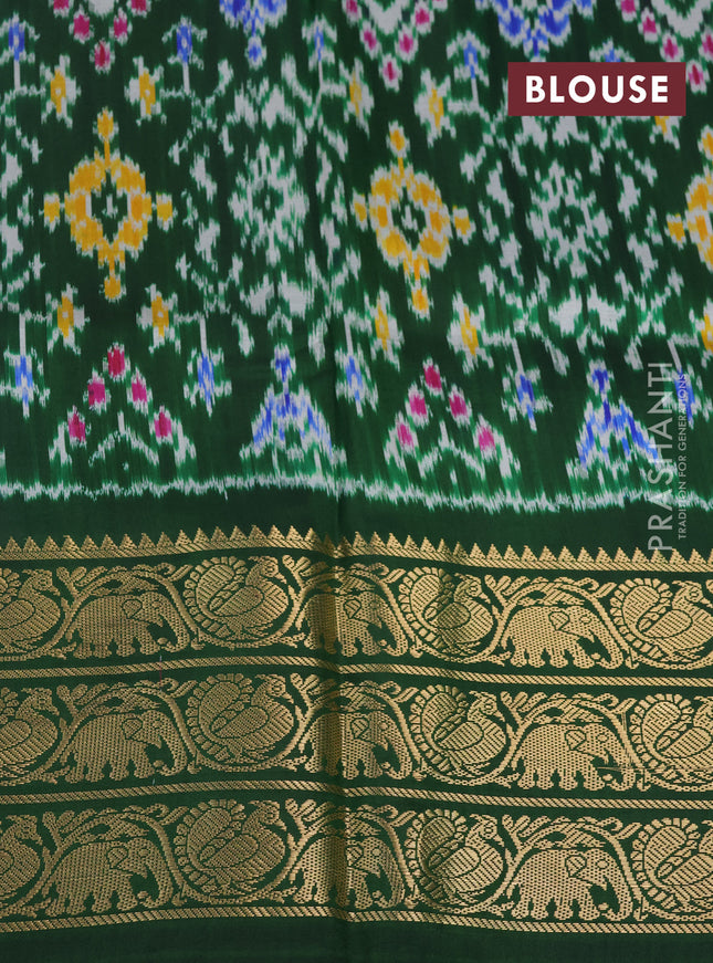 Pochampally silk saree pastel violet and green with allover floral digital prints and temple design zari woven border