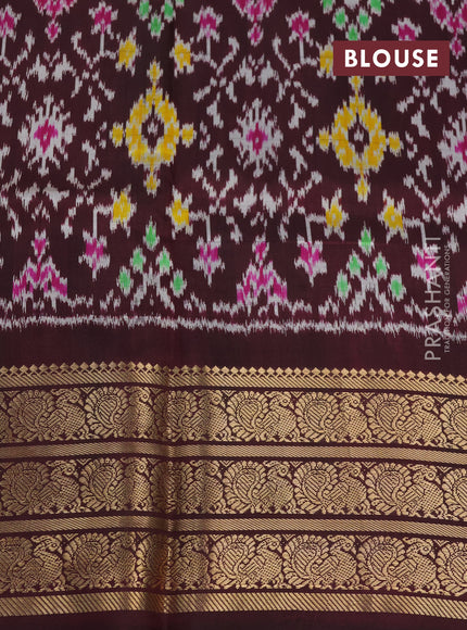 Pochampally silk saree mauve pink shade and deep maroon with allover floral digital prints and temple design annam zari woven border