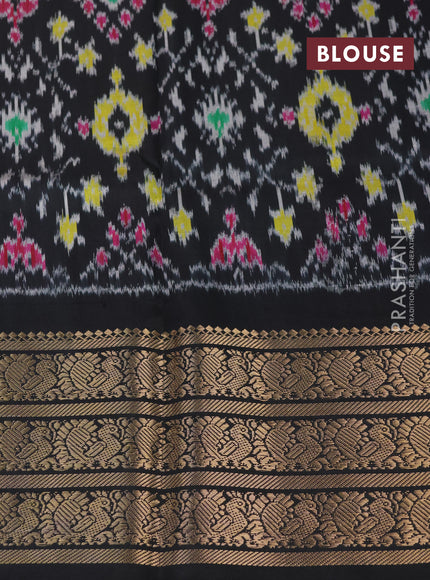 Pochampally silk saree pastel purple and black with allover digital prints and temple design annam zari woven border