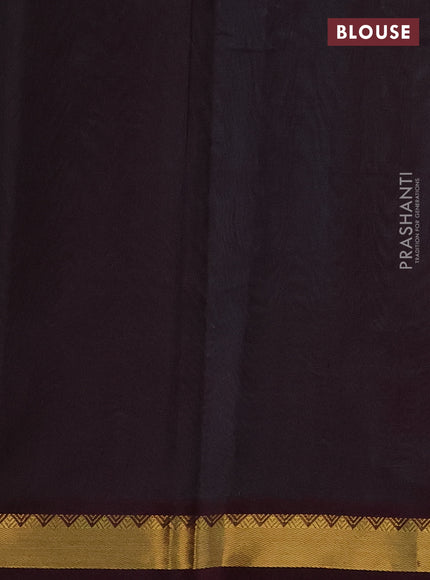 Silk cotton saree teal blue and wine shade with plain body and zari woven border