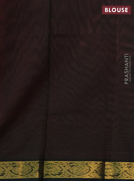 Silk cotton saree peach orange and bottle green with plain body and zari woven border