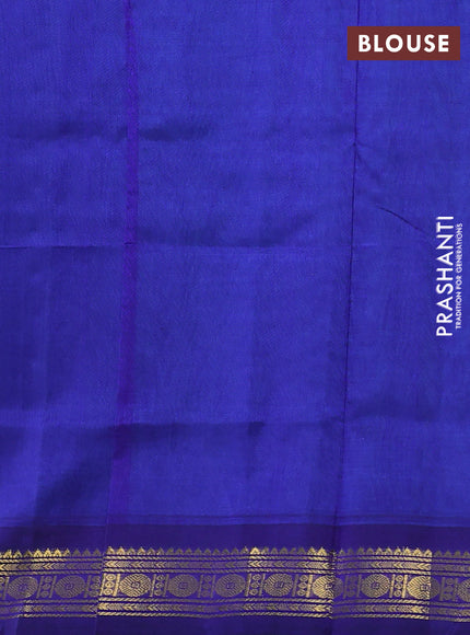 Silk cotton saree cs blue and blue with plain body and zari woven border
