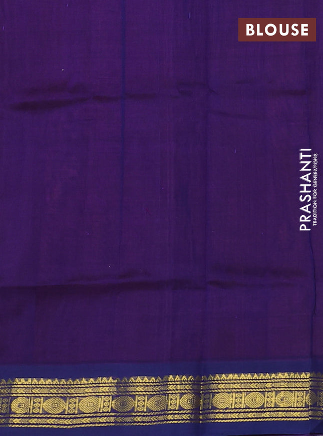 Silk cotton saree pink and dark blue with plain body and zari woven border