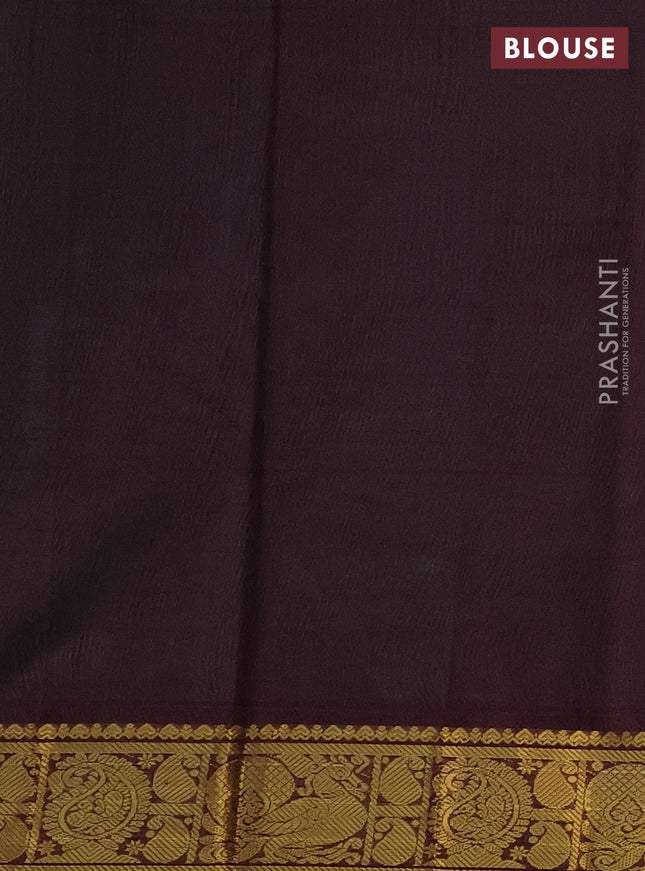 Silk cotton saree teal green and deep maroon with plain body and zari woven border