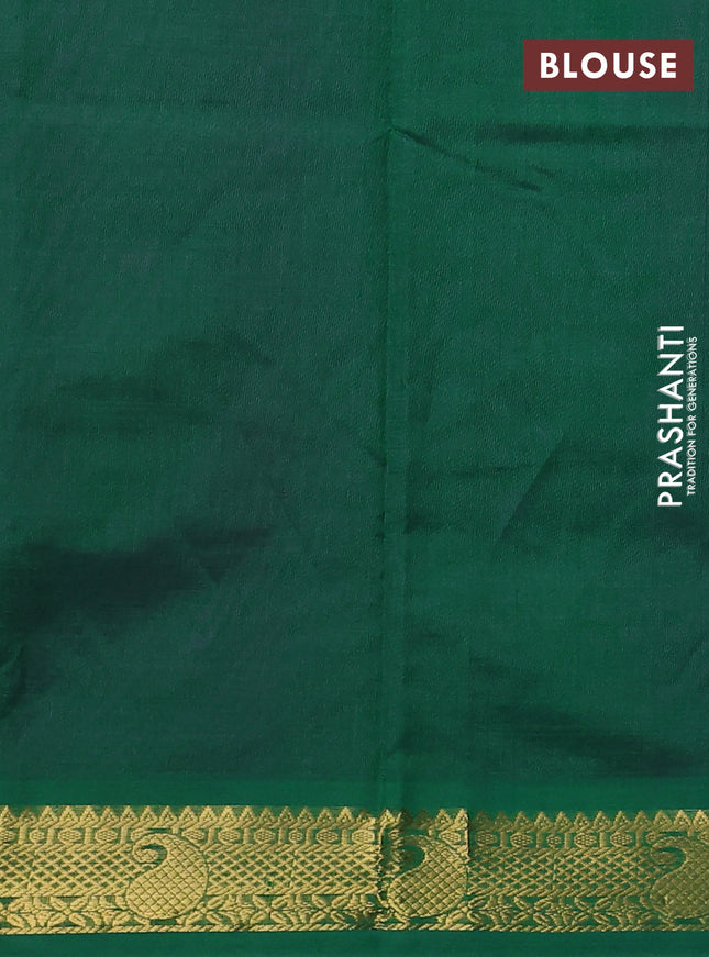 Silk cotton saree purple and green with plain body and zari woven border