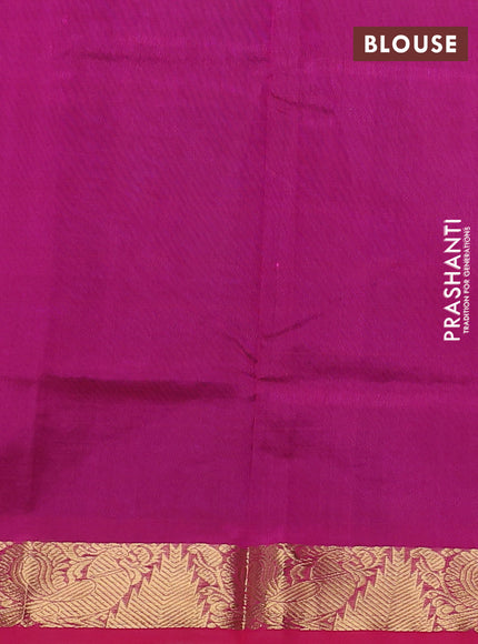 Silk cotton saree blue and pink with plain body and zari woven border