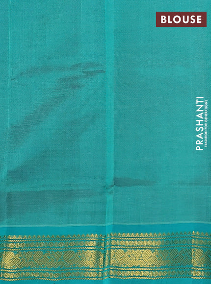Silk cotton saree blue and teal green with plain body and zari woven border