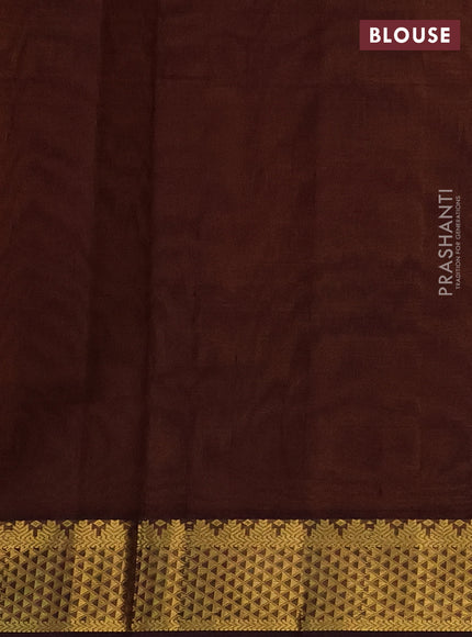 Silk cotton saree mustard yellow and coffee brown with plain body and zari woven border