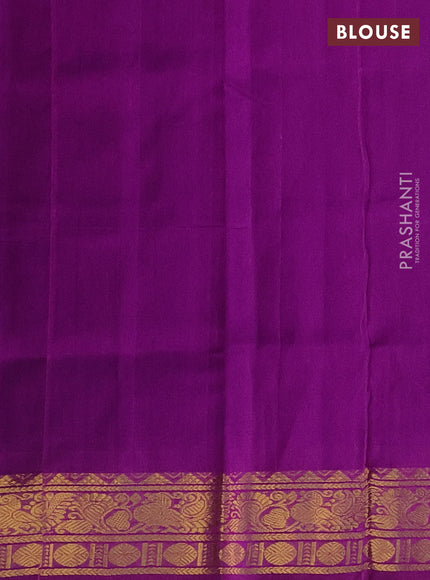Silk cotton saree navy blue and purple with plain body and zari woven border