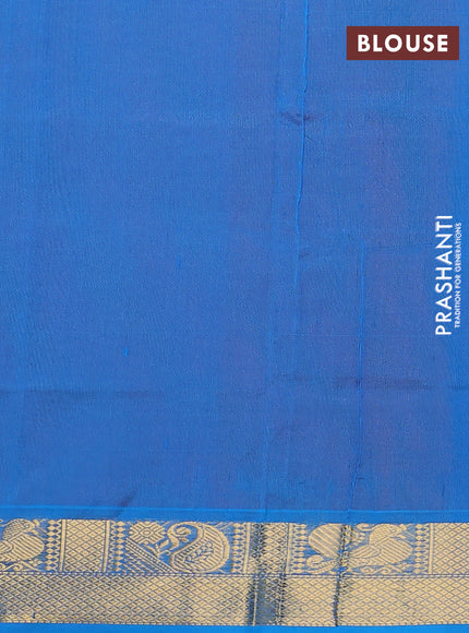 Silk cotton saree mango yellow and cs blue with plain body and zari woven border