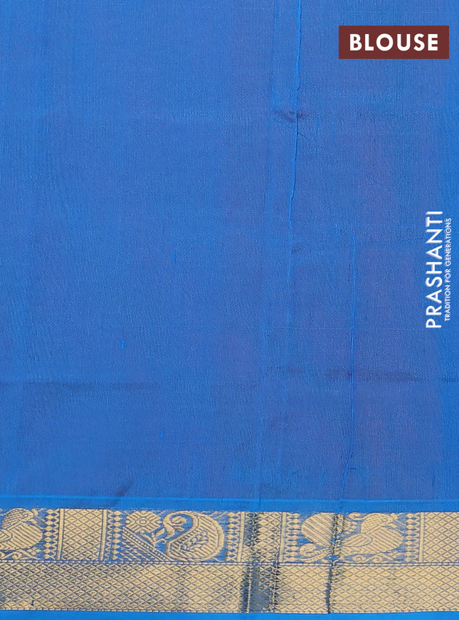 Silk cotton saree mango yellow and cs blue with plain body and zari woven border