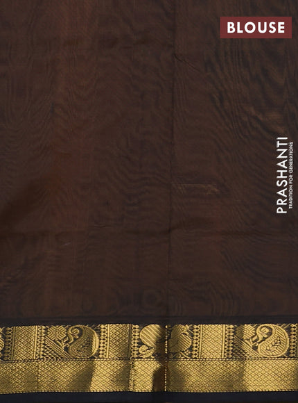 Silk cotton saree mustard yellow and black with plain body and zari woven border
